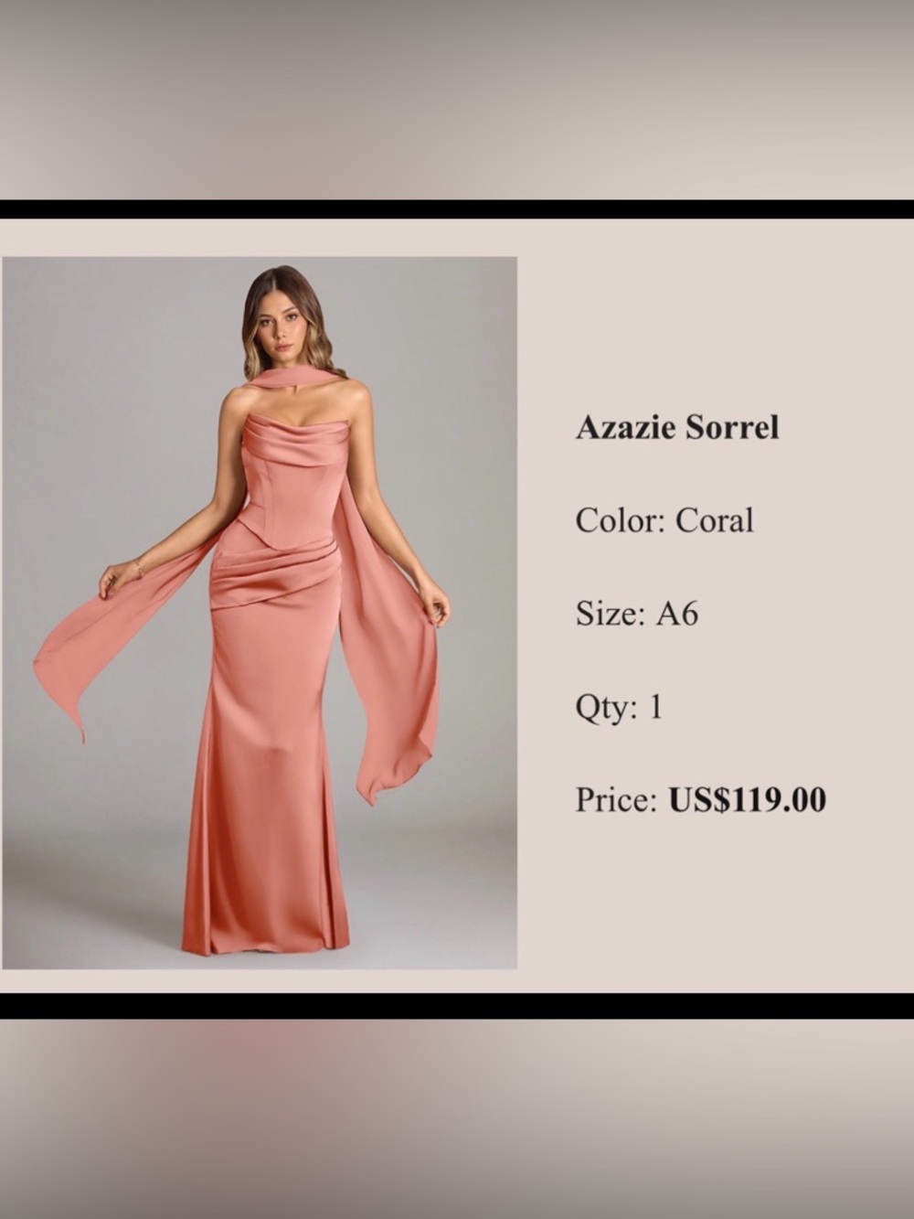 Azazie Strapless Satin Gown - Peach (Coral)
